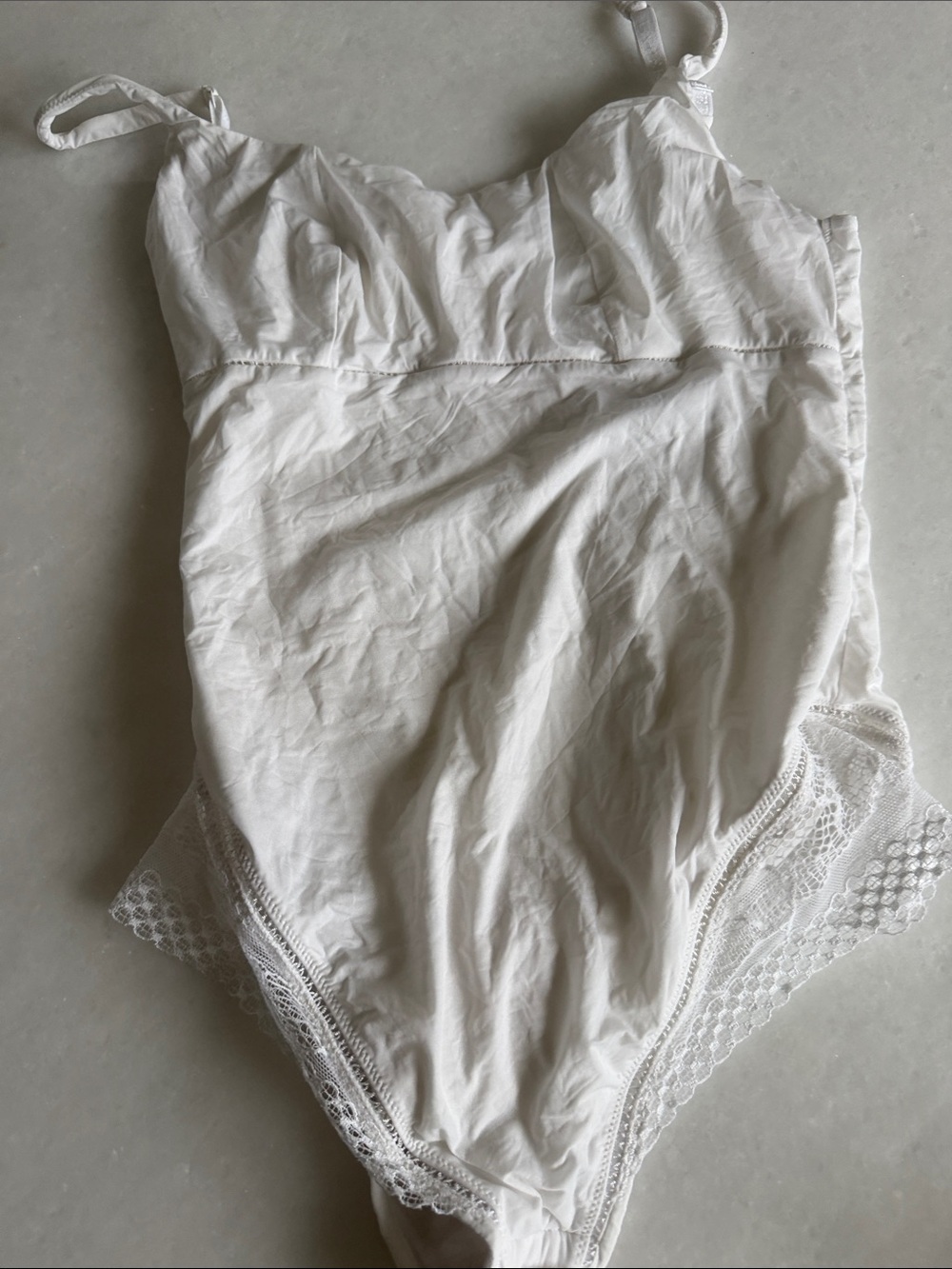 La Perla White Lace-Trim Slip Chemise